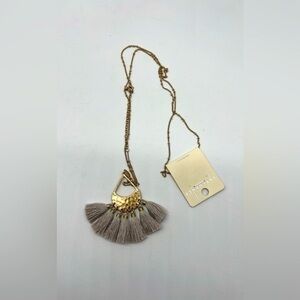 Influence gray and gold fringe necklace NWT